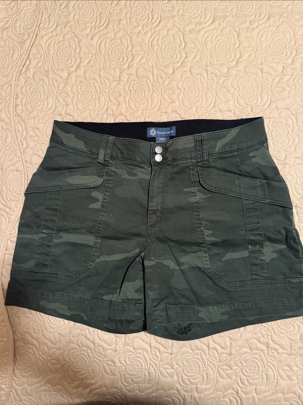 Democracy Dark Green Camo Cargo Shorts
